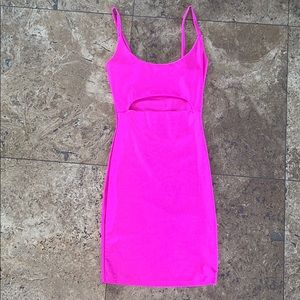 Neon pink cut out fashion nova dress size small